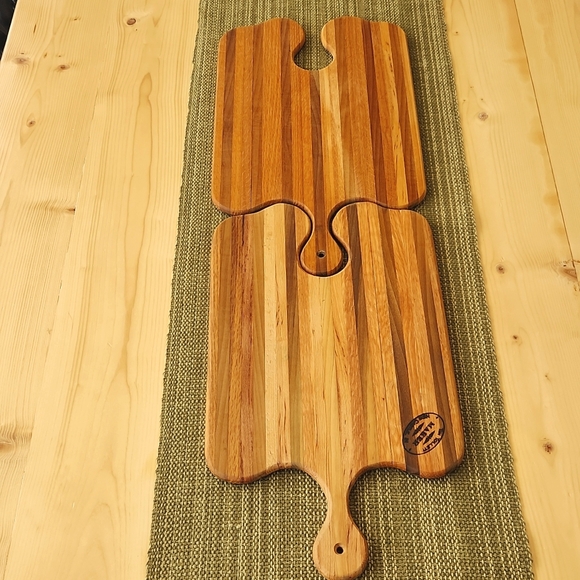Set of 2 Interlocking Tim Tollett Charcuterie Cutting Serving Wooden Boards - Picture 1 of 17